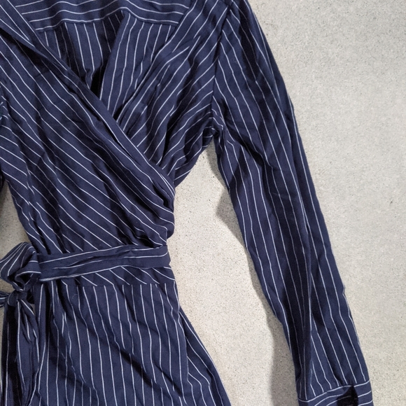 Dynamite navy pinstripe wrap top - Picture 2 of 5